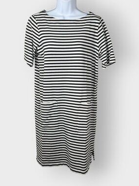 J Jill T-Shirt Dress | MP | Short Sleeve | Blue Striped Cotton | Beachy Nautical